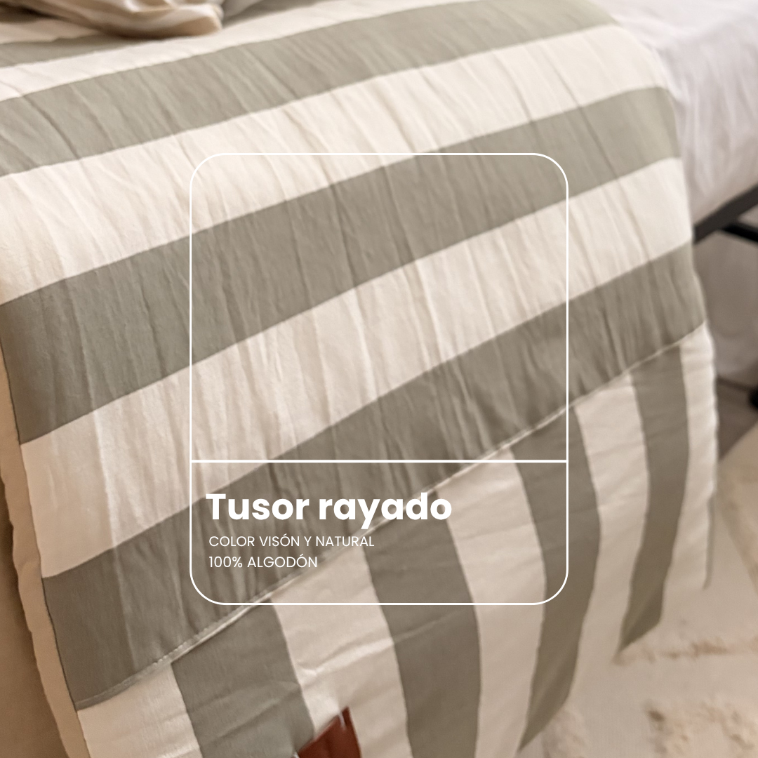 Acolchado Igor lado rayado vis&oacute;n en tusor con relleno de guata